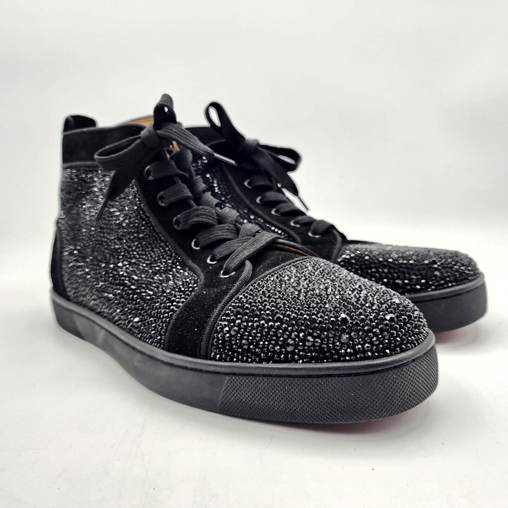 Christian Louboutin Louis Strass Swarovski High Top Sneakers Blk Men US 10/EU 43 - Picture 3 of 16